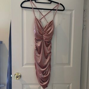 Gossip Girl Blush Pink Ruched Mini Dress